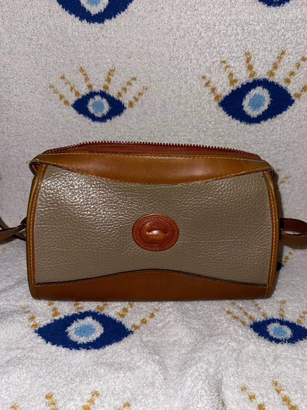 Dooney & Bourke Taupe Pebbled Leather Crossbody with Brown Trim